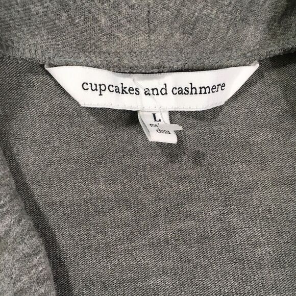 CUPCAKES & CASHMERE GRAY OPEN FRONT TIE WAIST LONG SLEEVE CARDIGAN L MINIMALIST - Picture 3 of 8